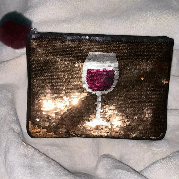 Stella & Dot Sequin Cosmetic Pouch Wine Glass 🍷 - Picture 6 of 16